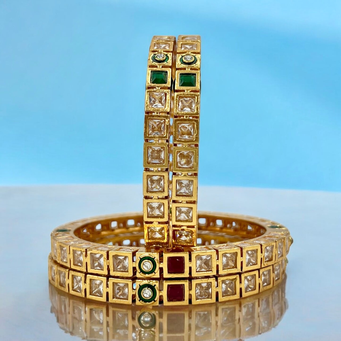 ISHITA SQUARE KUNDAN RAJWADI BANGLES
