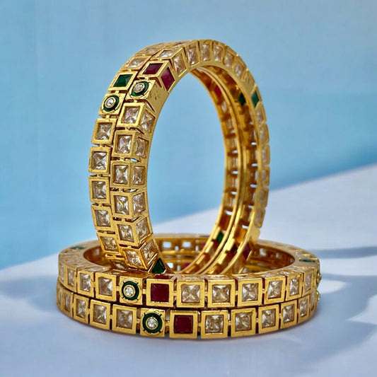 ISHITA SQUARE KUNDAN RAJWADI BANGLES