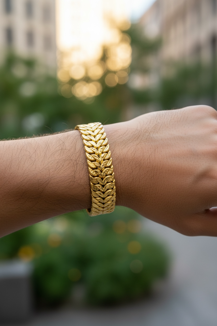 TITANIUM BRAID GOLD BRACELET