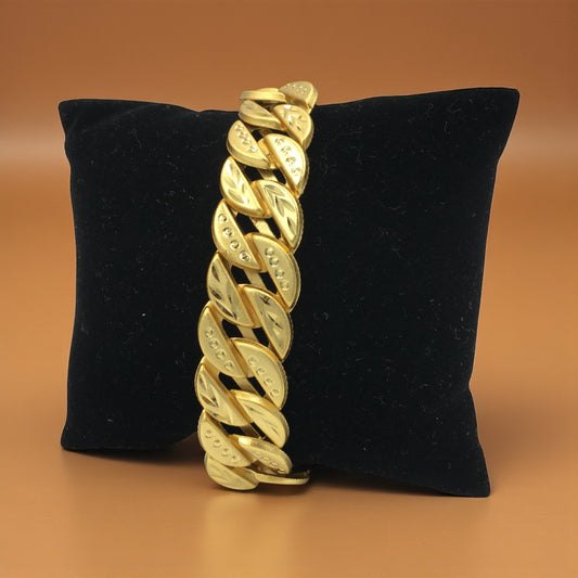 TITANIUM LEAF LINK GOLD BRACELET