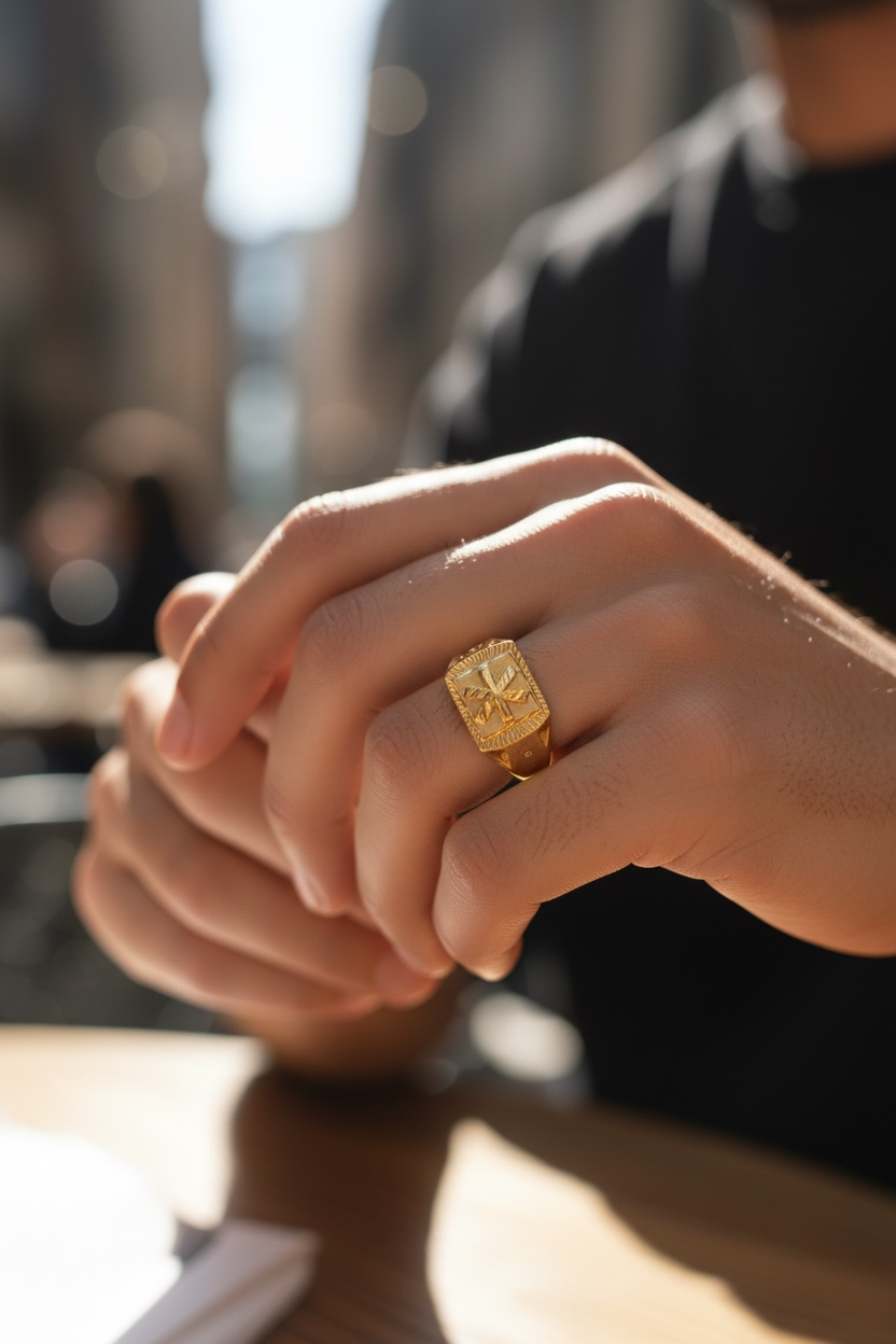 TITAN CROSS SIGNET RING