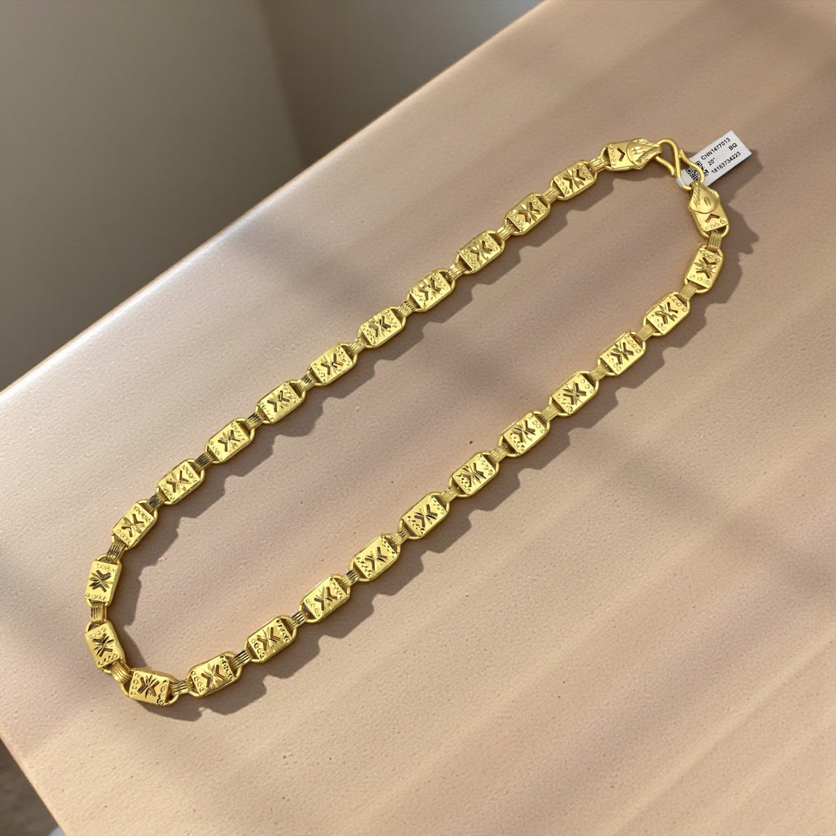 ROYAL MONARCH BLOCK GOLD 20 INCH MEN’S CHAIN