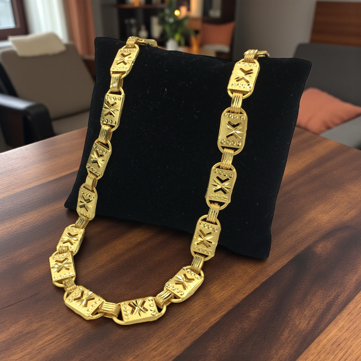 ROYAL MONARCH BLOCK GOLD 20 INCH MEN’S CHAIN