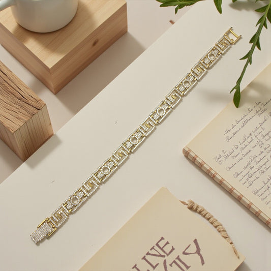 AURELIUS KEY GOLD PLATED DIAMOND BRACELET FOR MEN  – PREMIUM GREEK PATTERN LUXURY BRACELET