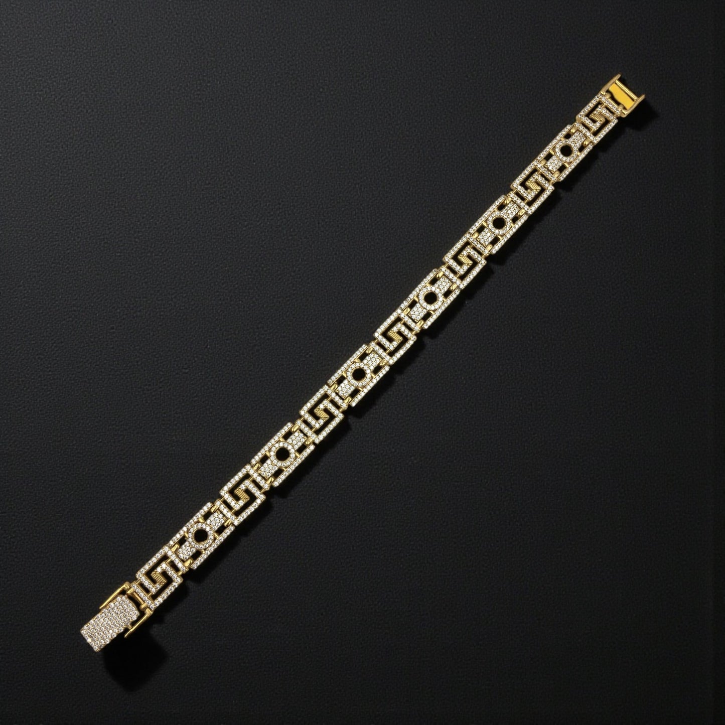 AURELIUS KEY GOLD PLATED DIAMOND BRACELET FOR MEN  – PREMIUM GREEK PATTERN LUXURY BRACELET
