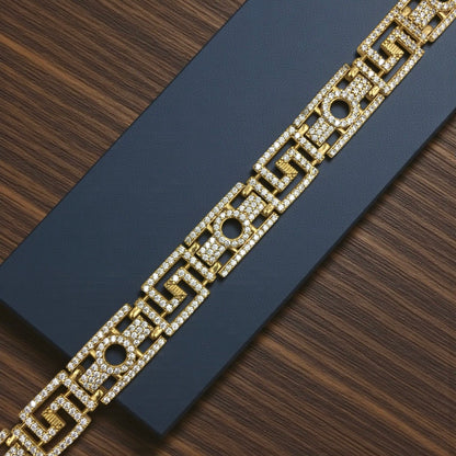 AURELIUS KEY GOLD PLATED DIAMOND BRACELET FOR MEN  – PREMIUM GREEK PATTERN LUXURY BRACELET