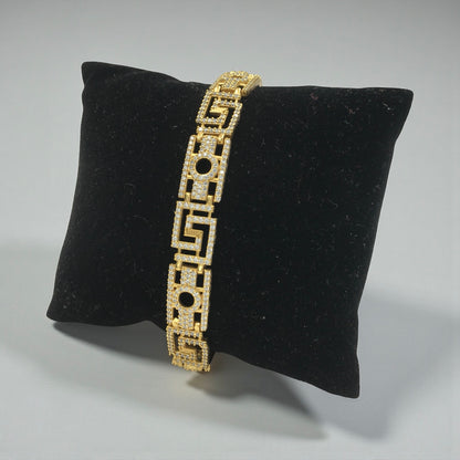 AURELIUS KEY GOLD PLATED DIAMOND BRACELET FOR MEN  – PREMIUM GREEK PATTERN LUXURY BRACELET