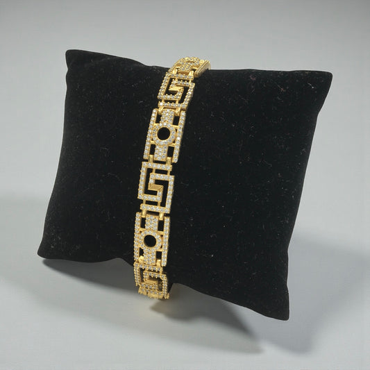 AURELIUS KEY GOLD PLATED DIAMOND BRACELET FOR MEN  – PREMIUM GREEK PATTERN LUXURY BRACELET