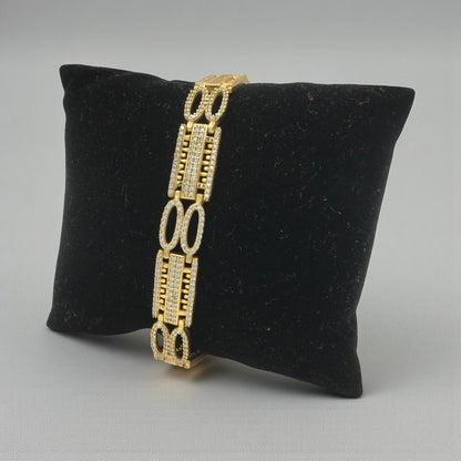 REGENT OVAL GOLD PLATED DIAMOND BRACELET FOR MEN - LUXURY STATEMENT LINK DESIGN