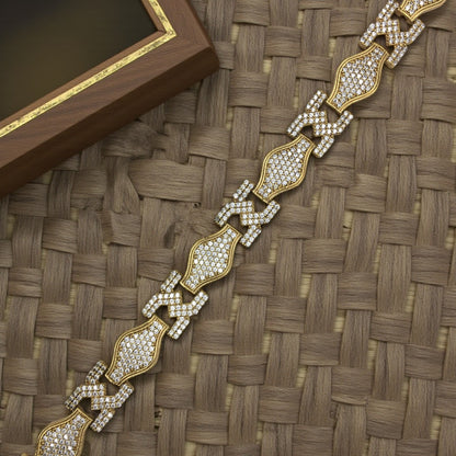 IMPERIO GRID GOLD PLATED DIAMOND BRACELET FOR MEN -  BOLD SQAURE LUXURY DESIGN