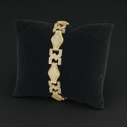 IMPERIO GRID GOLD PLATED DIAMOND BRACELET FOR MEN -  BOLD SQAURE LUXURY DESIGN
