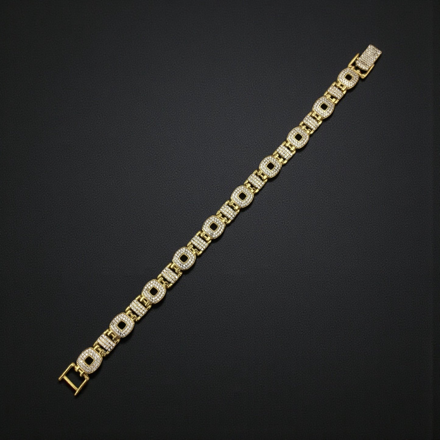 SOVERIGN CREST GOLD PLATED DIAMOND BRACELET FOR MEN -  ROYAL LUXURY WEDDING BRACELET