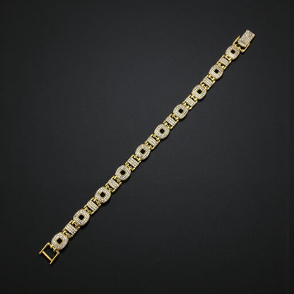 SOVERIGN CREST GOLD PLATED DIAMOND BRACELET FOR MEN -  ROYAL LUXURY WEDDING BRACELET