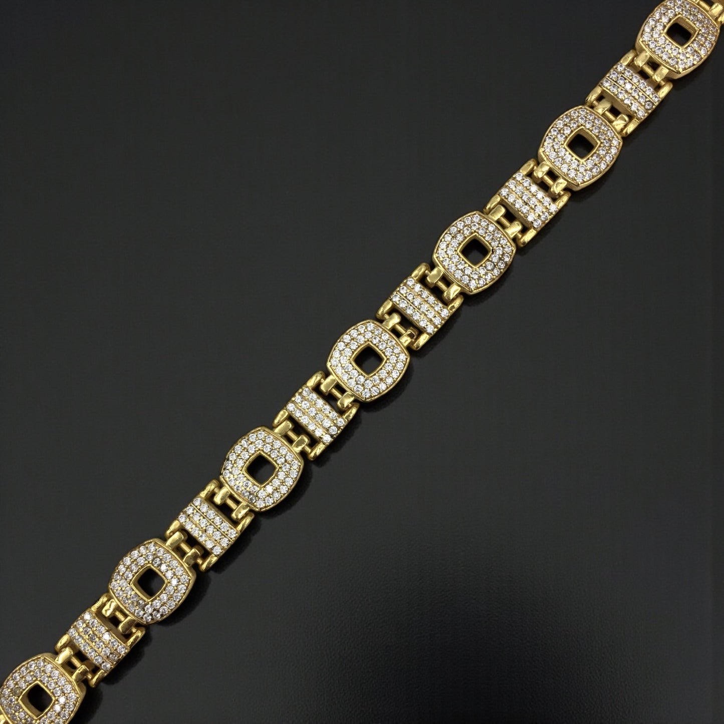 SOVERIGN CREST GOLD PLATED DIAMOND BRACELET FOR MEN -  ROYAL LUXURY WEDDING BRACELET