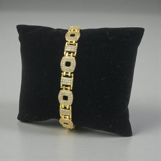 SOVERIGN CREST GOLD PLATED DIAMOND BRACELET FOR MEN -  ROYAL LUXURY WEDDING BRACELET