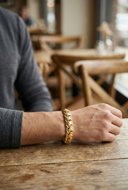 REGAL EDGE LINK GOLD MEN'S BRACELET