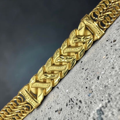 COMMANDER CROWN LINK GOLD MEN'S BRACELET