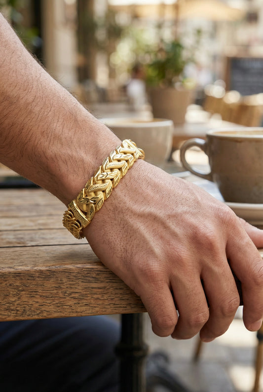 COMMANDER CROWN LINK GOLD MEN'S BRACELET