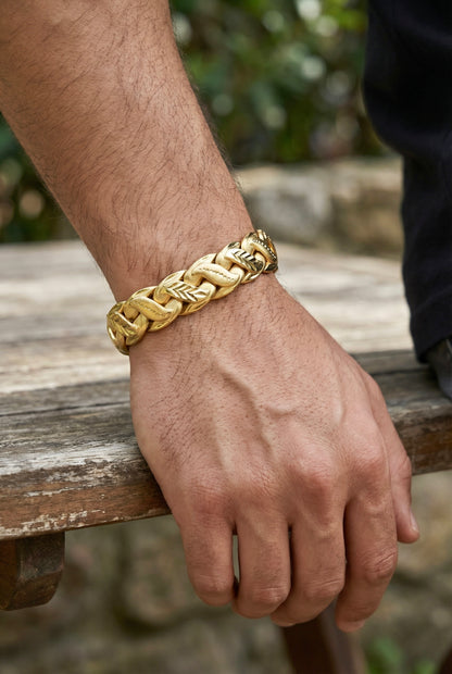 SIGNATURE ELITE BAND MICRO GOLD PLATED BRACELET FOR MEN | PREMIUM BRASS MEN'S BRACELET