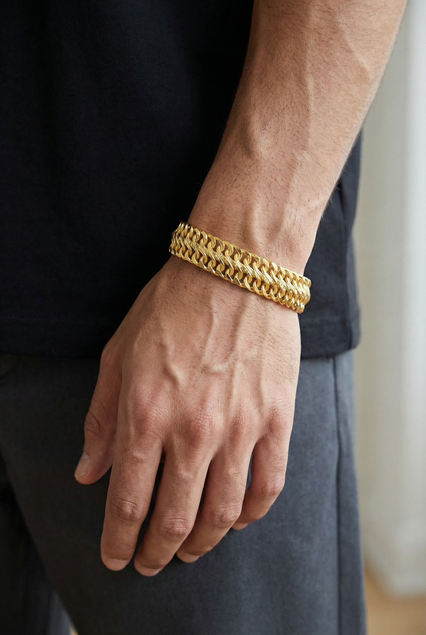SOVEREIGN PRESTIGE BAND MICRO GOLD PLATED BRACELET FOR MEN | PREMIUM BRASS MEN'S BRACELET