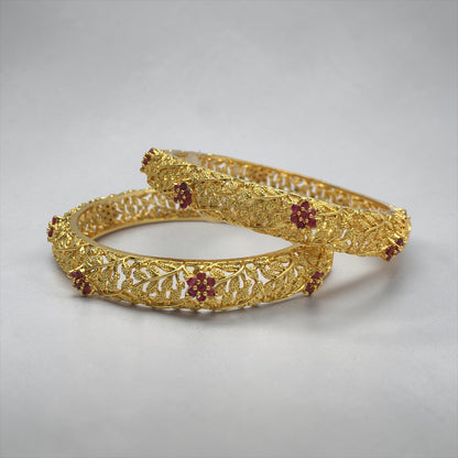 FLORAL FILIGREE MICRO GOLD BANGLES