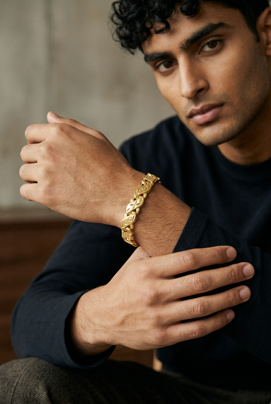 TEXTURED LINK POWER GOLD MEN'S BRACELET