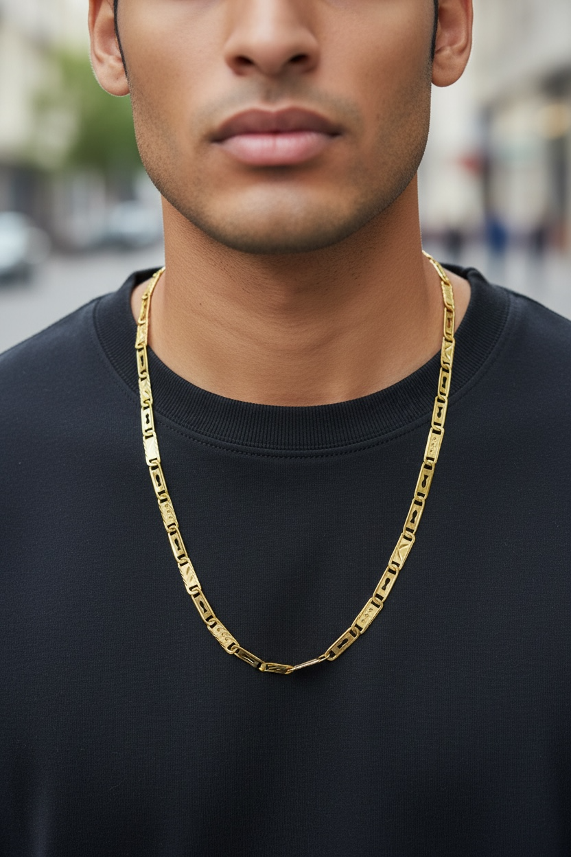IMPERIAL RECTANGULAR LINK GOLD 20 INCH MEN’S CHAIN