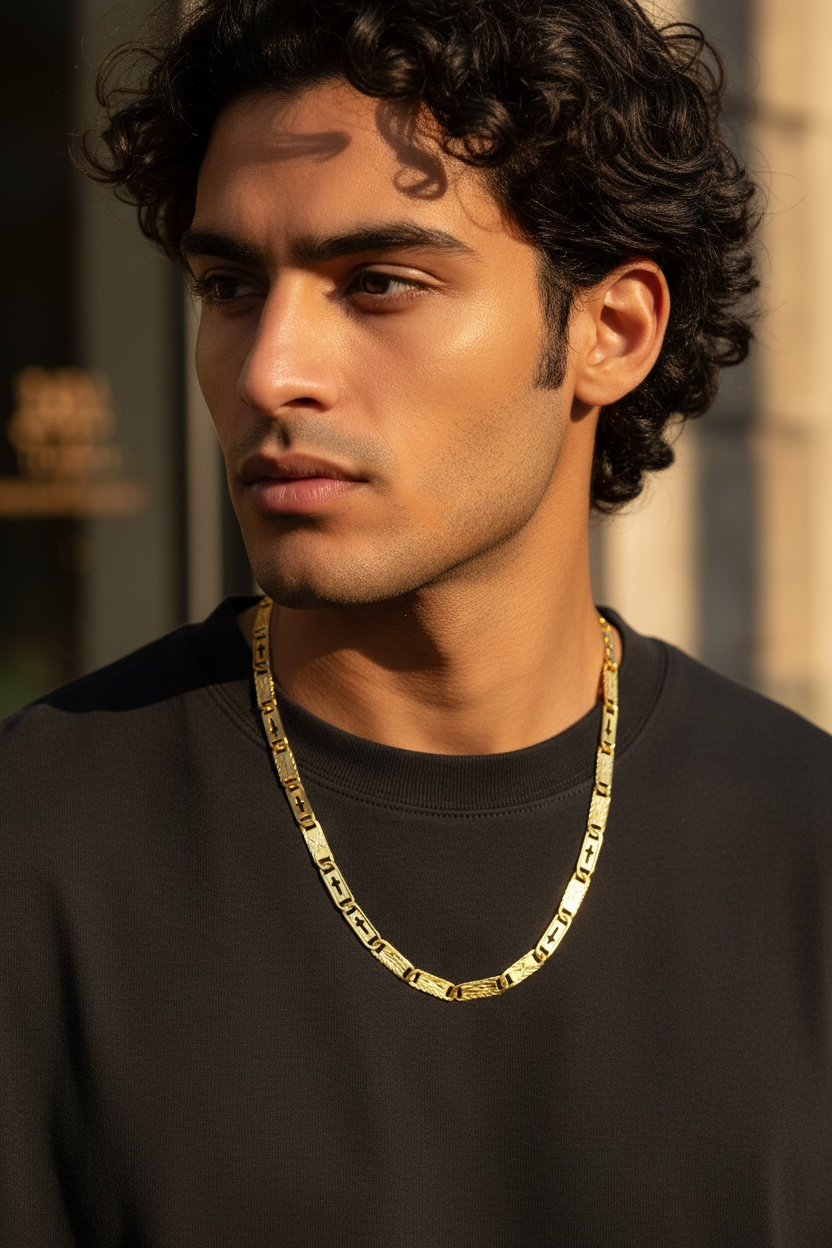 IMPERIAL RECTANGULAR LINK GOLD 20 INCH MEN’S CHAIN