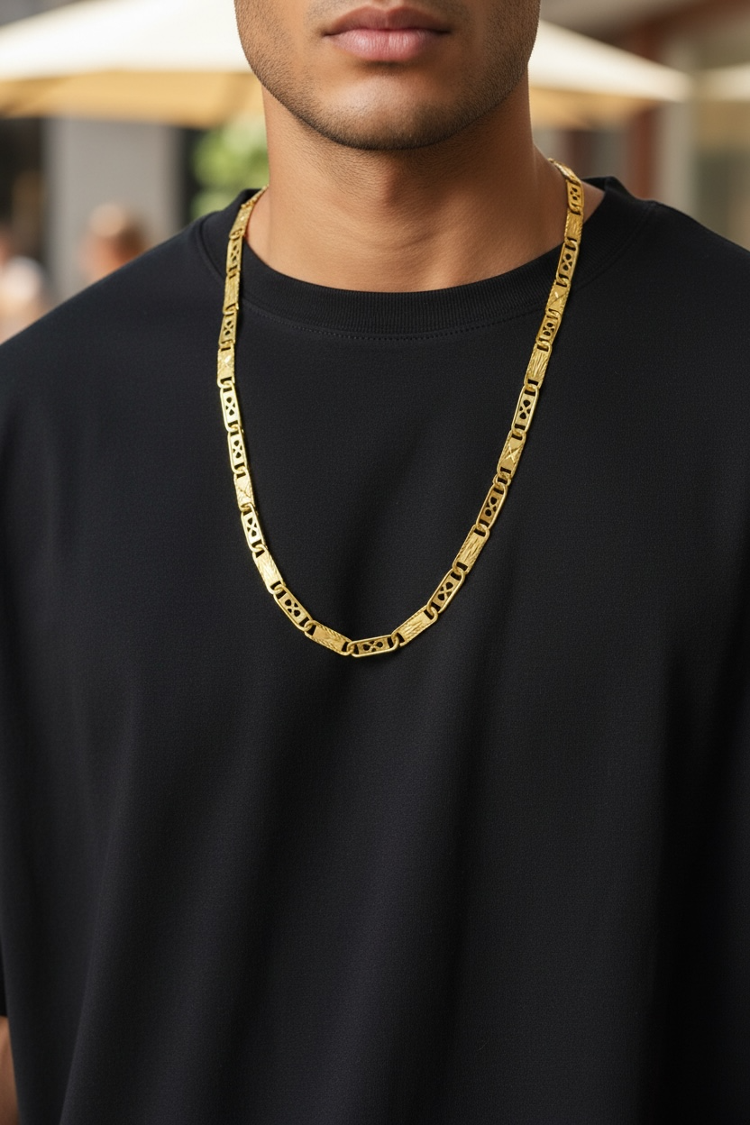IMPERIAL RECTANGULAR LINK GOLD 20 INCH MEN’S CHAIN