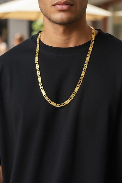 IMPERIAL RECTANGULAR LINK GOLD 20 INCH MEN’S CHAIN