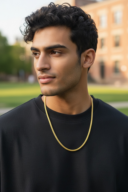 PREMIUM WHEAT LINK GOLD FINISH MEN’S CHAIN