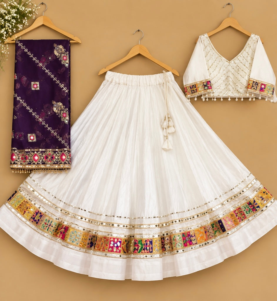 Rangrez white and purple Navratri Chaniya Choli set for women
